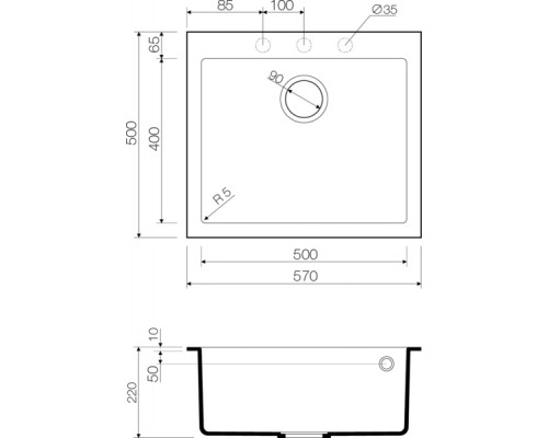 Кухонная мойка Omoikiri Bosen 57-BL 4993145 черная