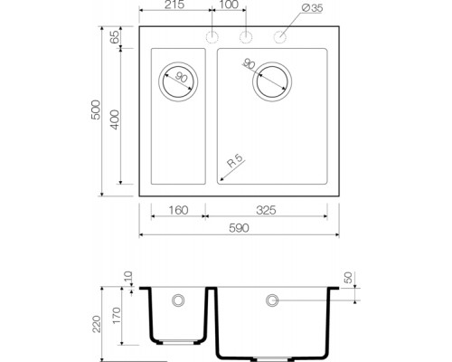 Мойка кухонная Omoikiri Bosen 59-2-PL 4993224 платина