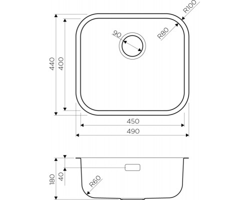 Кухонная мойка Omoikiri Omi 49-U-IN 4993066 нержавеющая сталь