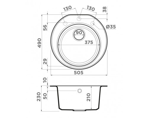 Кухонная мойка Omoikiri Miya 55R EV, эверест, 4993510