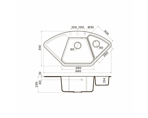 Мойка кухонная Omoikiri Yonaka 98-C-PA 4993712, пастила