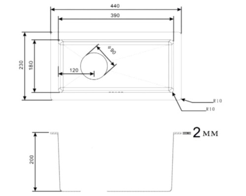 Кухонная мойка Zorg Light ZL R 230440 Grafit, 23 х 44 см, графит