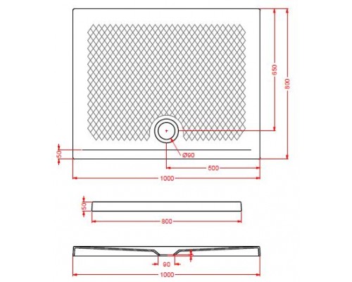 Поддон ArtCeram Texture 100 х 80 х 5,5 см, PDR019 01; 00, прямоугольный, цвет - белый глянцевый, из искусственного камня