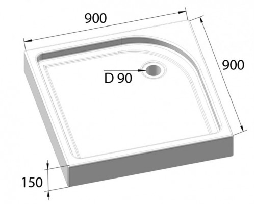 Душевой поддон BelBagno TRAY-BB-A-90-15-W 90 x 90 см с сифоном, квадратный