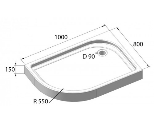 Душевой поддон BelBagno TRAY-BB-RH-100/80-550-15-W 100 x 80 см с сифоном