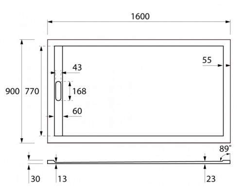 Душевой поддон Cezares Tray-AS 160 x 90 см из искусственного мрамора, TRAY-AS-AH-160/90-30-W