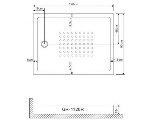 Душевой поддон Grossman 120 х 90 см, прямоугольный, слив по узкой части, левый/правый