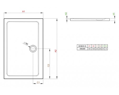 Поддон для душа Radaway Doros D, 80 x 100 см, прямоугольный, SDRD1080-01