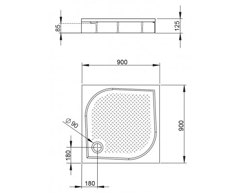 Поддон для душа Radaway Paros С900, 90 x 90 см, квадратный, MBC9090-03-1