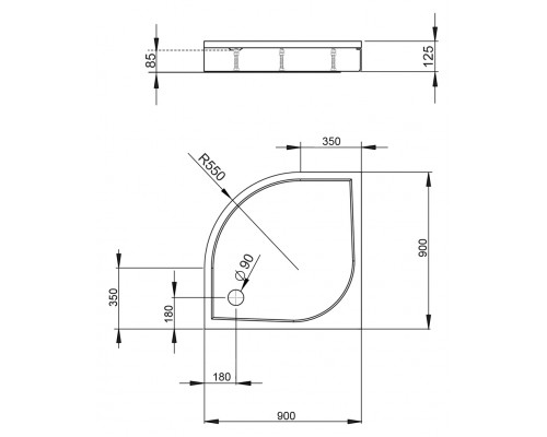 Поддон для душа Radaway Paros A900, 90 x 90 см, четверть круга, MBA9090-03-1