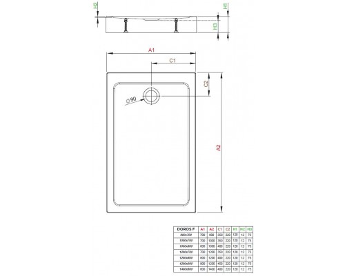 Поддон для душа Radaway Doros F, 100 x 70 см, прямоугольный, SDRFP1070-05