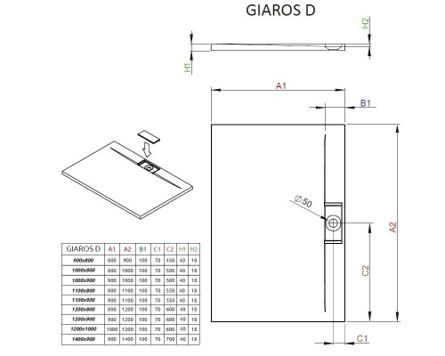 Поддон для душа Radaway Giaros D, 120 x 90 см, прямоугольный, MKGD1290-03