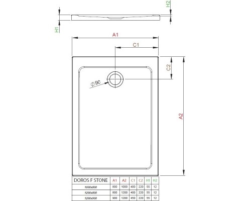 Поддон для душа Radaway Doros F, 80 x 120 см, прямоугольный, SDRF1280-01-64S