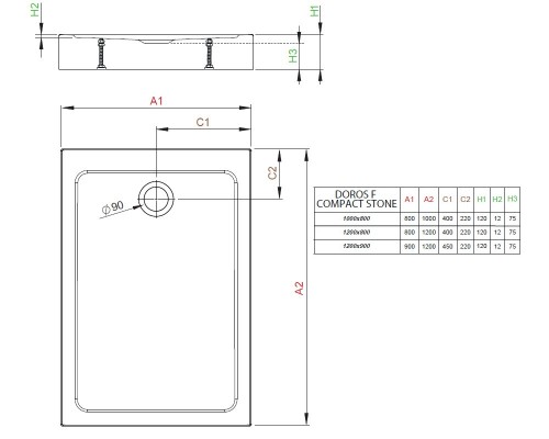 Поддон для душа Radaway Doros F, 90 x 120 см, прямоугольный, SDRFP1290-05-64S