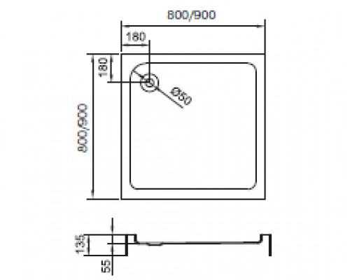 Поддон Vegas Glass 90 x 90 см,  HG-016-90