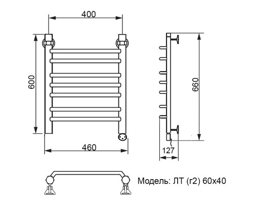 Полотенцесушитель электрический Ника Trapezium ЛТ (г2) 60 x 40 см, с терморегулятором