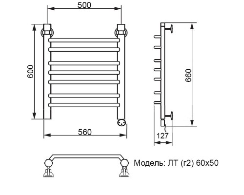 Полотенцесушитель электрический Ника Trapezium ЛТ (г2) 60 x 50 см, с терморегулятором