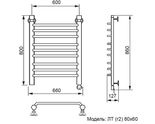 Полотенцесушитель электрический Ника Trapezium ЛТ (г2) 80 x 60 см