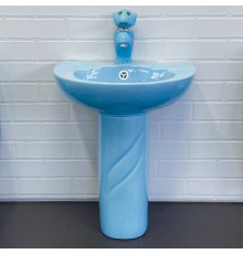 Детский комплект Comforty голубой: раковина 42 см, с пьедесталом, смесителем и донным клапаном, 00-00008356