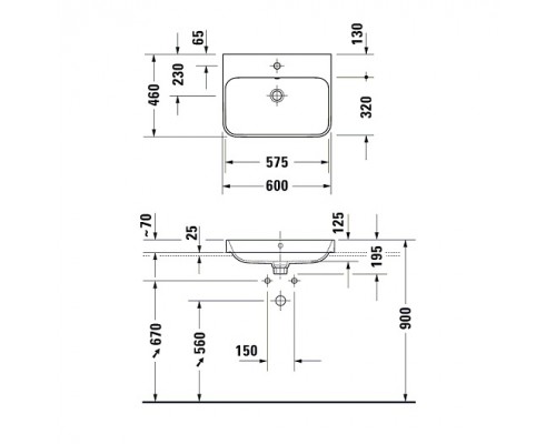 Раковина Duravit Happy D.2 Plus 2360601300 60 x 46 см, антрацит матовый