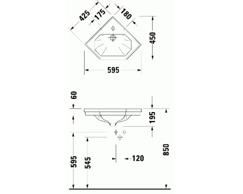 Раковина Duravit 1930 Series 079342 00 00 угловая