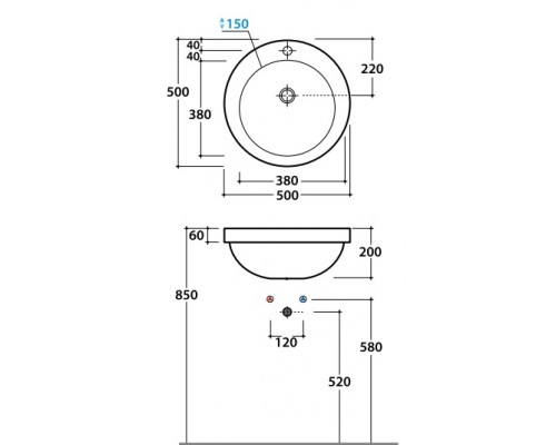 Раковина встроенная Globo Lavabi d'arredamento Band SAP50.BI*1, 50х50 см