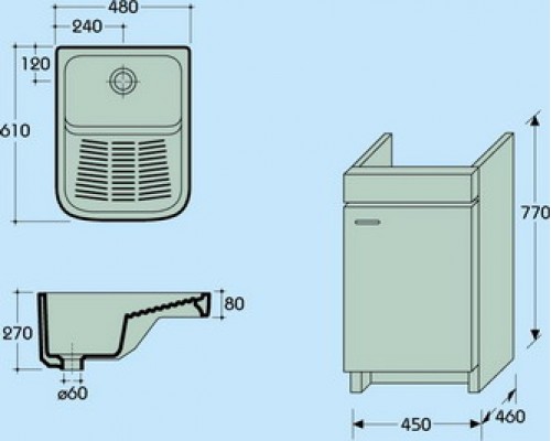 Раковина постирочная Globo Lavabi d'arredamento Linosa LP041.BI*0, 48х61 см