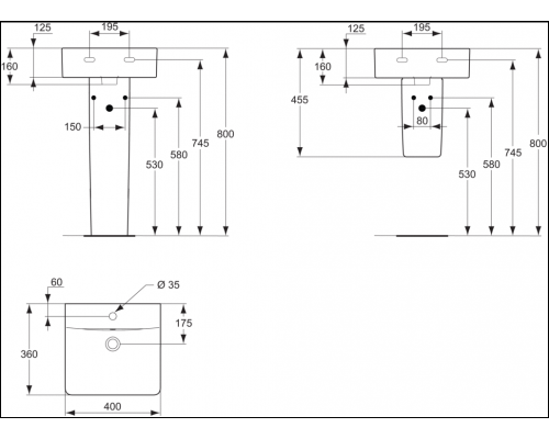 Рукомойник Ideal Standard Connect Cube E803301 40 см