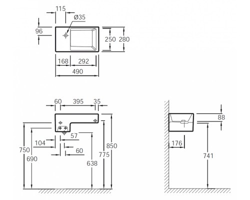 Раковина Jacob Delafon Terrace EGA012-00, 49х28 см