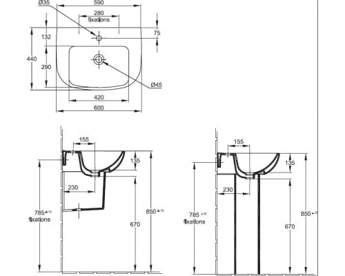 Раковина Jacob Delafon Odeon Up E4700-00 60x44 см