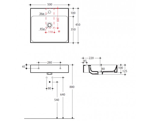 Раковина Kerasan Cento 3530 bi*1, 50*45см