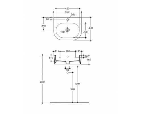 Раковина Kerasan Flo 3141, 50*40 см