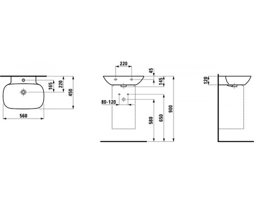 Раковина Laufen Ino 8103020001041, 56*45 см (8.1030.2.000.104.1)