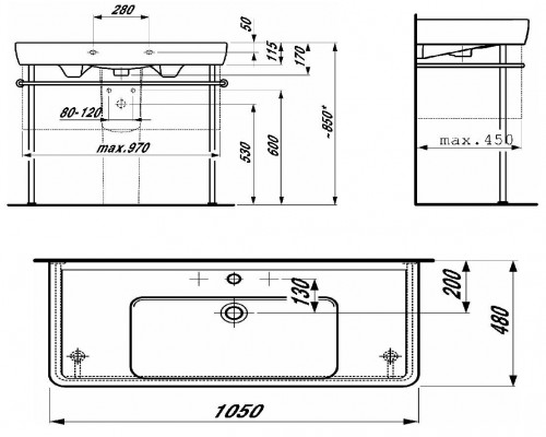 Раковина Laufen Pro 8.1395.8.000.104.1 105*48 см