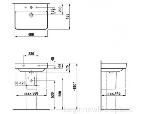 Раковина подвесная Laufen Pro S 60x46 8.1096.3.000.104.1