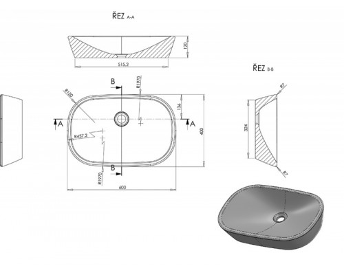 Раковина Ravak Ceramic O 60 х 40 см, белый, XJX01160001