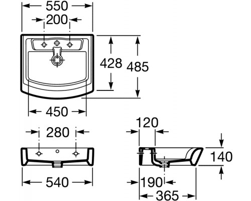 Раковина Roca Hall 327881000 55 x 48,5 см на полупьедестале или накладная