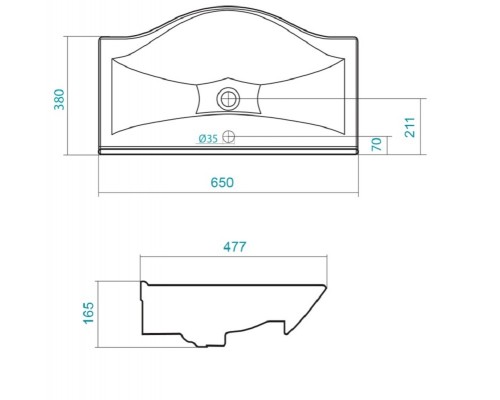 Раковина Santek Беверли 1.WH30.2.501 65 x 47.7 x 16.5 см прямоугольная