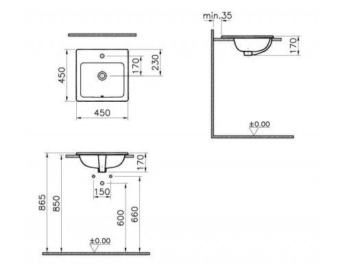 Рукомойник Vitra S20 5463B003-0001 45 см