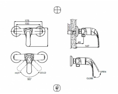 Смеситель Bravat Fit для душа, хром, F9135188CP-01-RUS