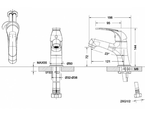 Смеситель Bravat Fit F1135188CP-RUS для раковины