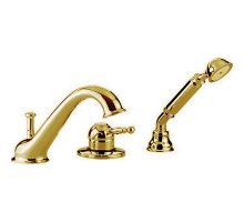 Смеситель Cisal Arcana Royal однорычажный на борт ванны на 3 отверстия,излив 200 мм, цвет золото, AY00126024