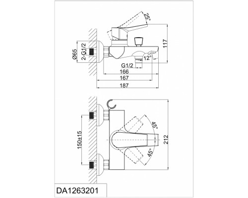 Смеситель D&K Mosel Rhein DA1263201 для ванны и душа