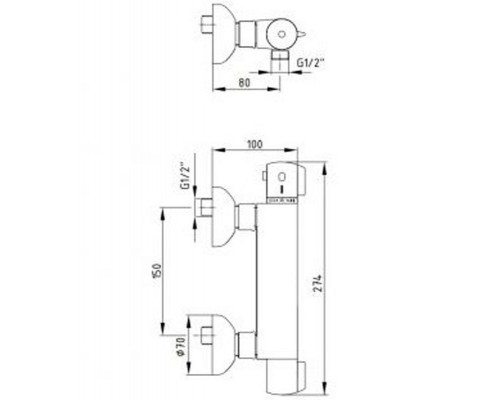 Смеситель термостатический для душа E.C.A 102102341EX