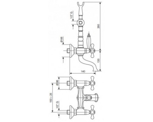 Смеситель для ванны и душа Emmevi Deco Old 12611CR, хром