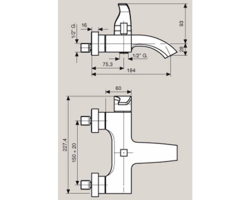 Смеситель для ванны и душа Emmevi Niagara 74031CR, хром