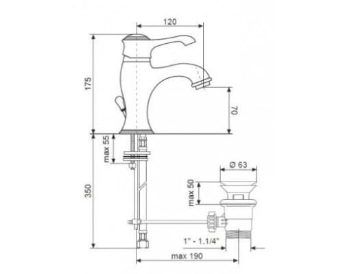 Смеситель для раковины Emmevi Tiffany 6003SC, матовый хром/хром