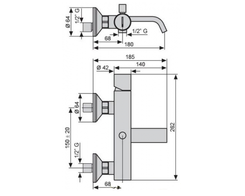 Смеситель для ванны и душа Emmevi Minu 83001LACR, хром