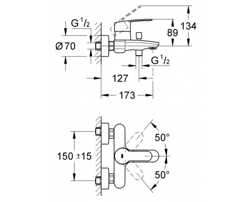 Смеситель Grohe Eurostyle Cosmopolitan 33591002 для ванны/душа