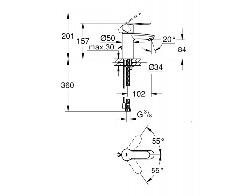 Смеситель Grohe Eurostyle Cosmopolitan 3355720E для раковины